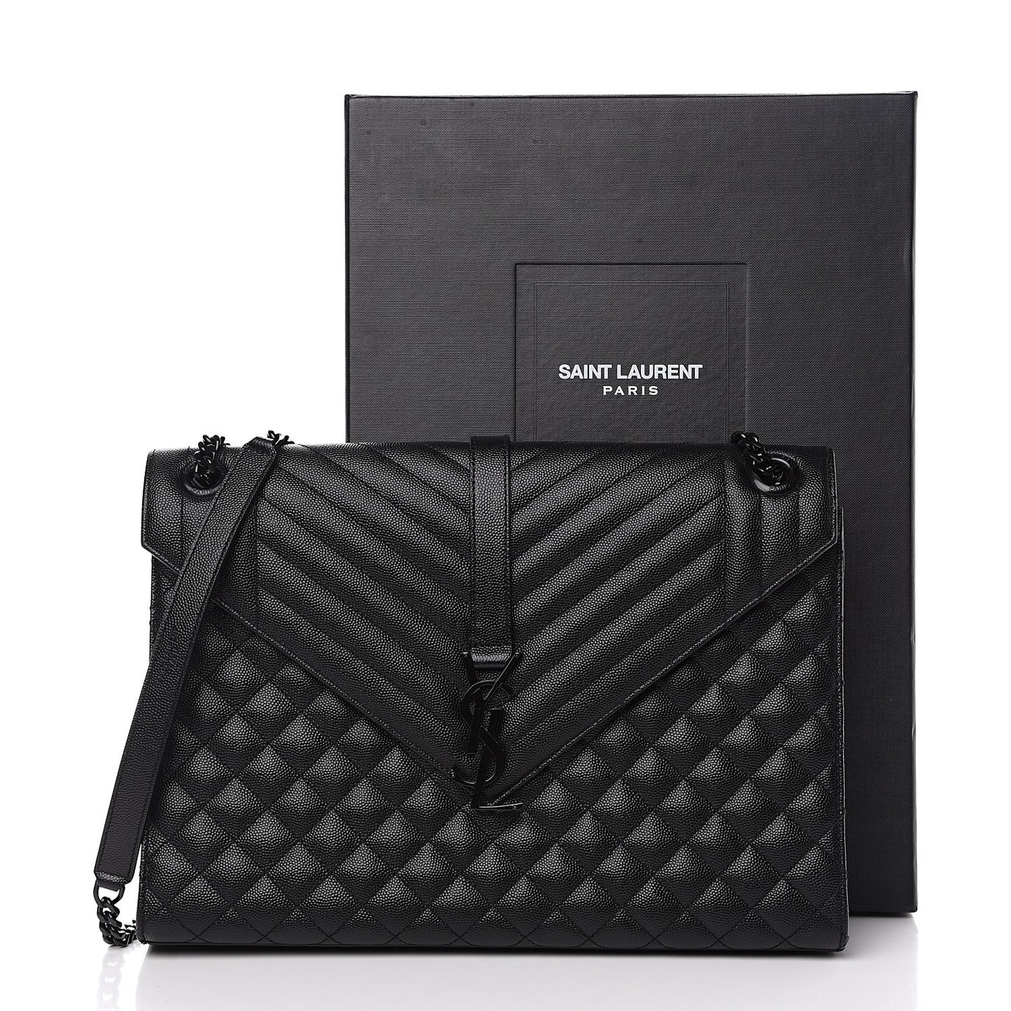 Grain De Poudre Textured Mixed Matelasse Large Triquilt Monogram Monochrome Satchel Black