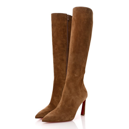 Christian Louboutin Suede Calfskin Condora Botta 85 Knee Boots 38 Brown 3 of 8