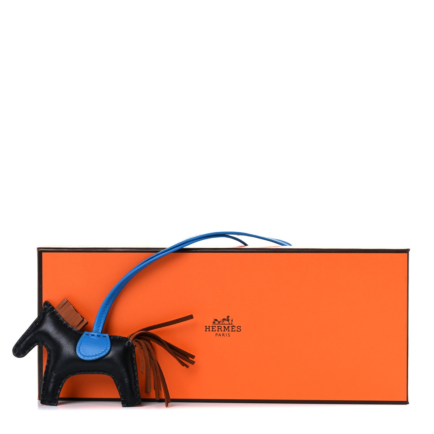 Hermes Milo Lambskin Grigri Rodeo Horse Bag Charm PM Black Gold Bleu Zanzibar 4 of 4