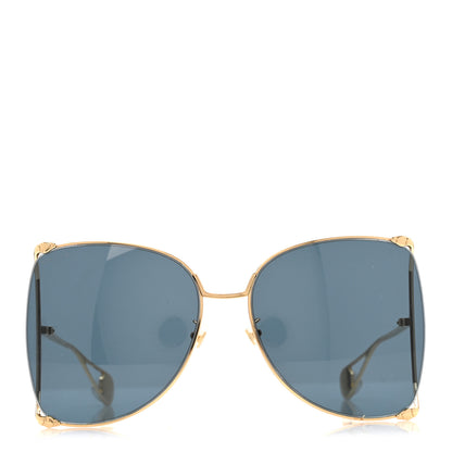 Gucci Oversized Round Sunglasses GG0252S Gold Brown 2 of 8