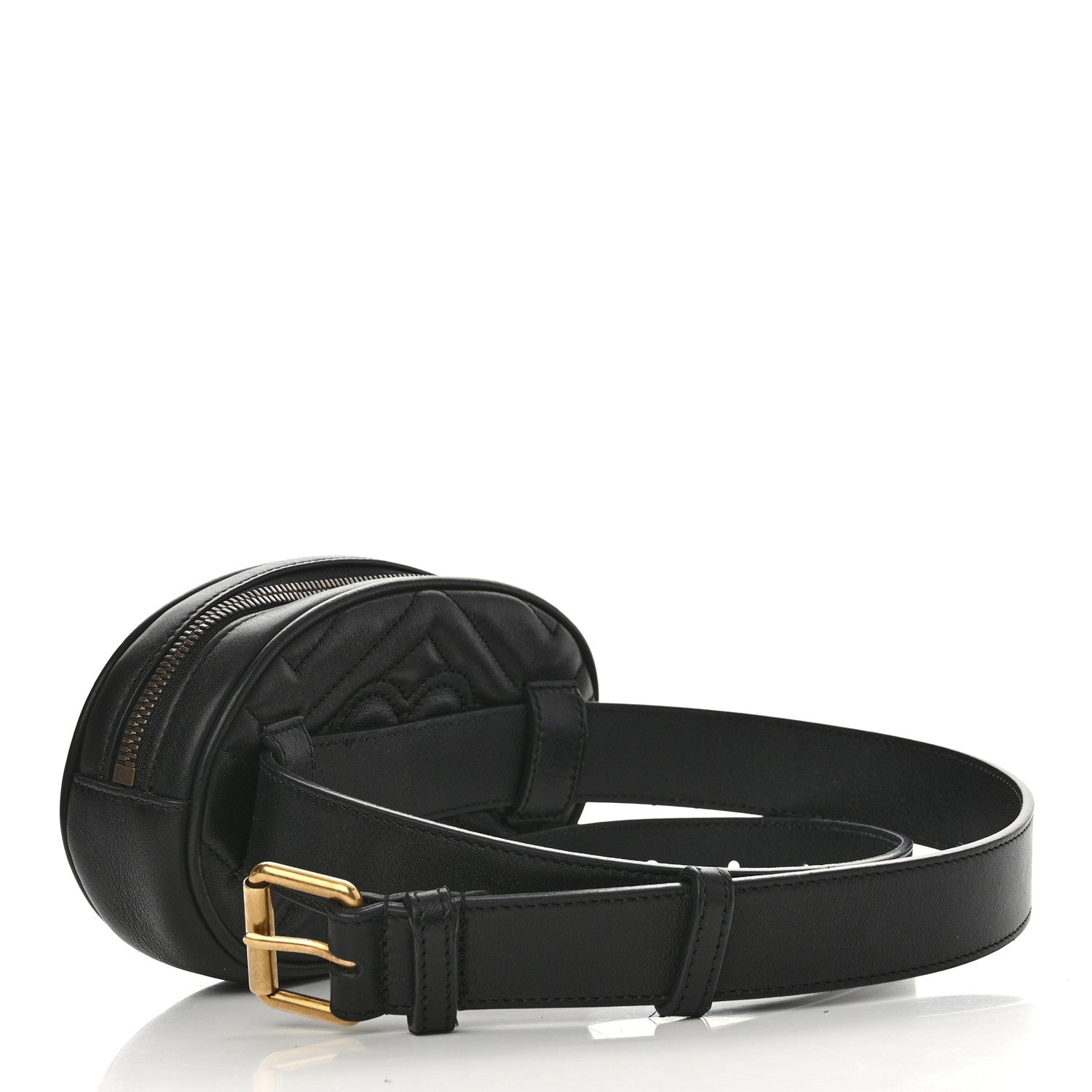 Gucci Calfskin Matelasse GG Marmont Belt Bag 75 30 Black 3 of 11
