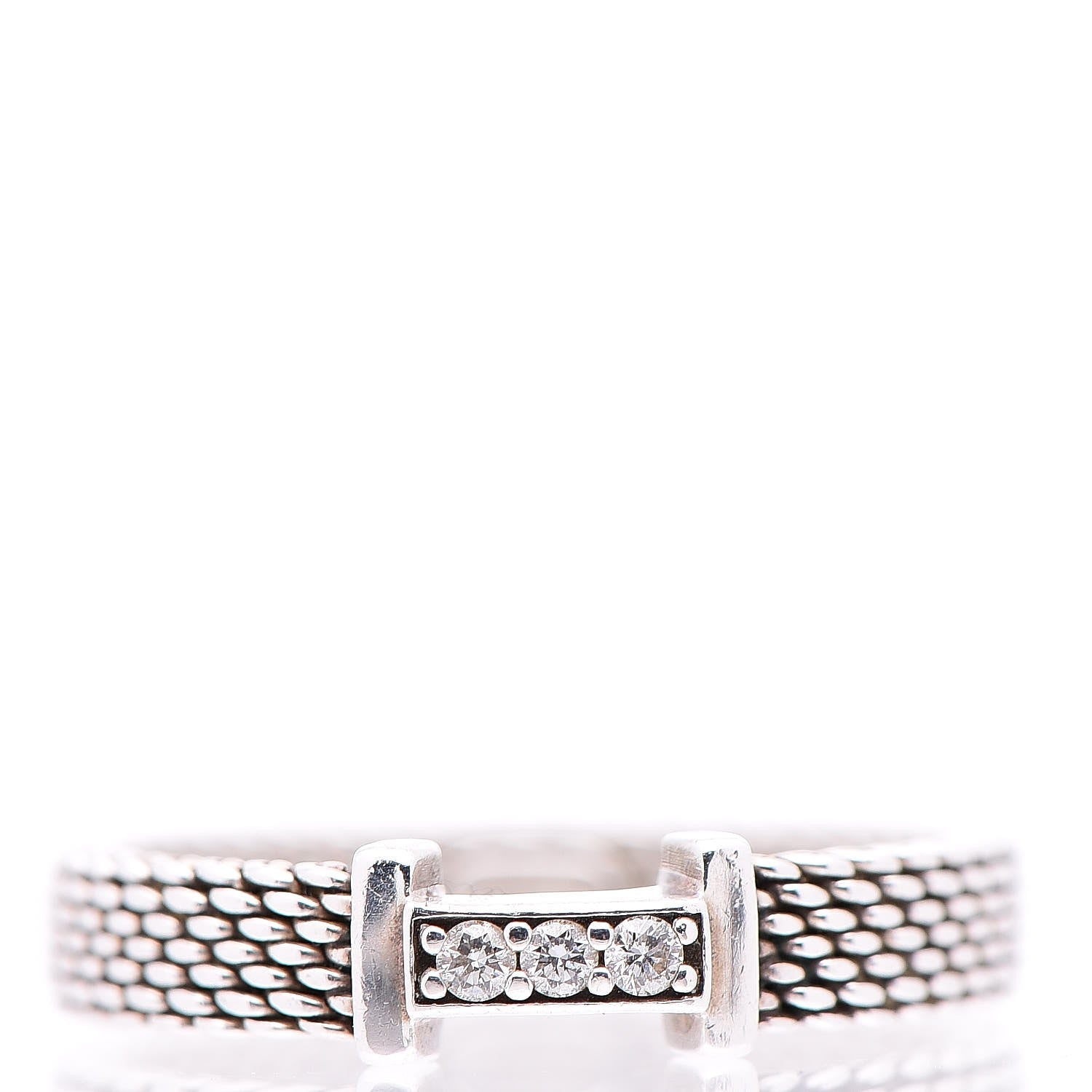 Tiffany Sterling Silver Diamond Narrow Somerset Ring 52 6 1 of 6