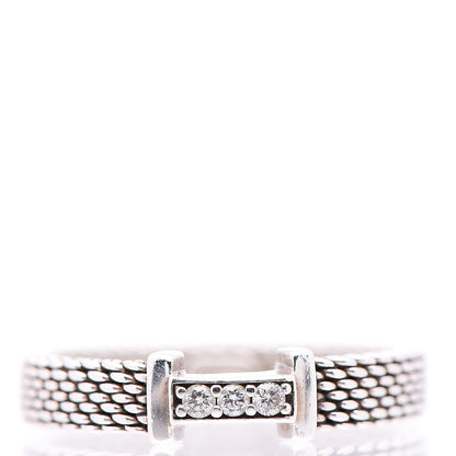 Tiffany Sterling Silver Diamond Narrow Somerset Ring 52 6 1 of 6