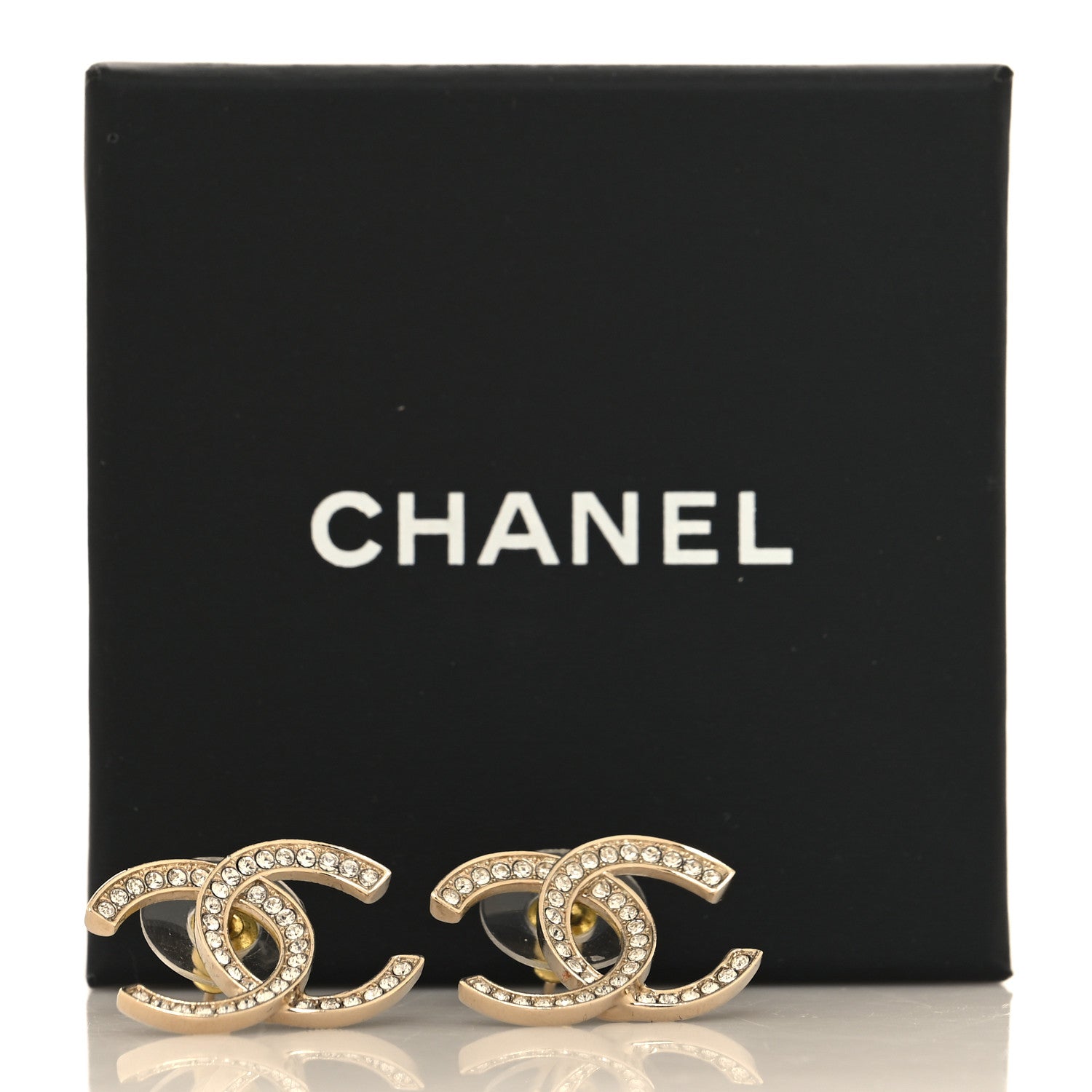 Chanel Crystal Large CC Earrings Gold 5 of 5