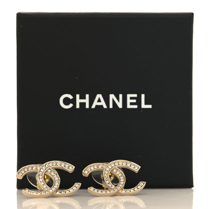 Chanel Crystal Large CC Earrings Gold 5 of 5