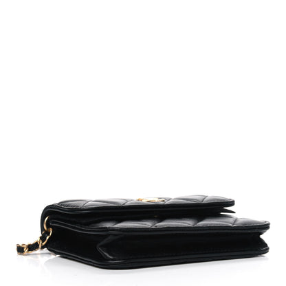 Chanel Lambskin Quilted Pearl Crush Clutch With Chain Black 3 of 4