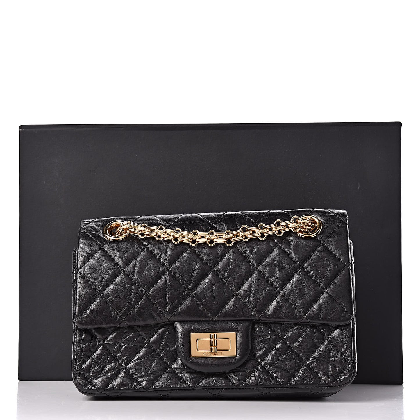 Aged Calfskin Quilted 2.55 Reissue Mini Flap Black