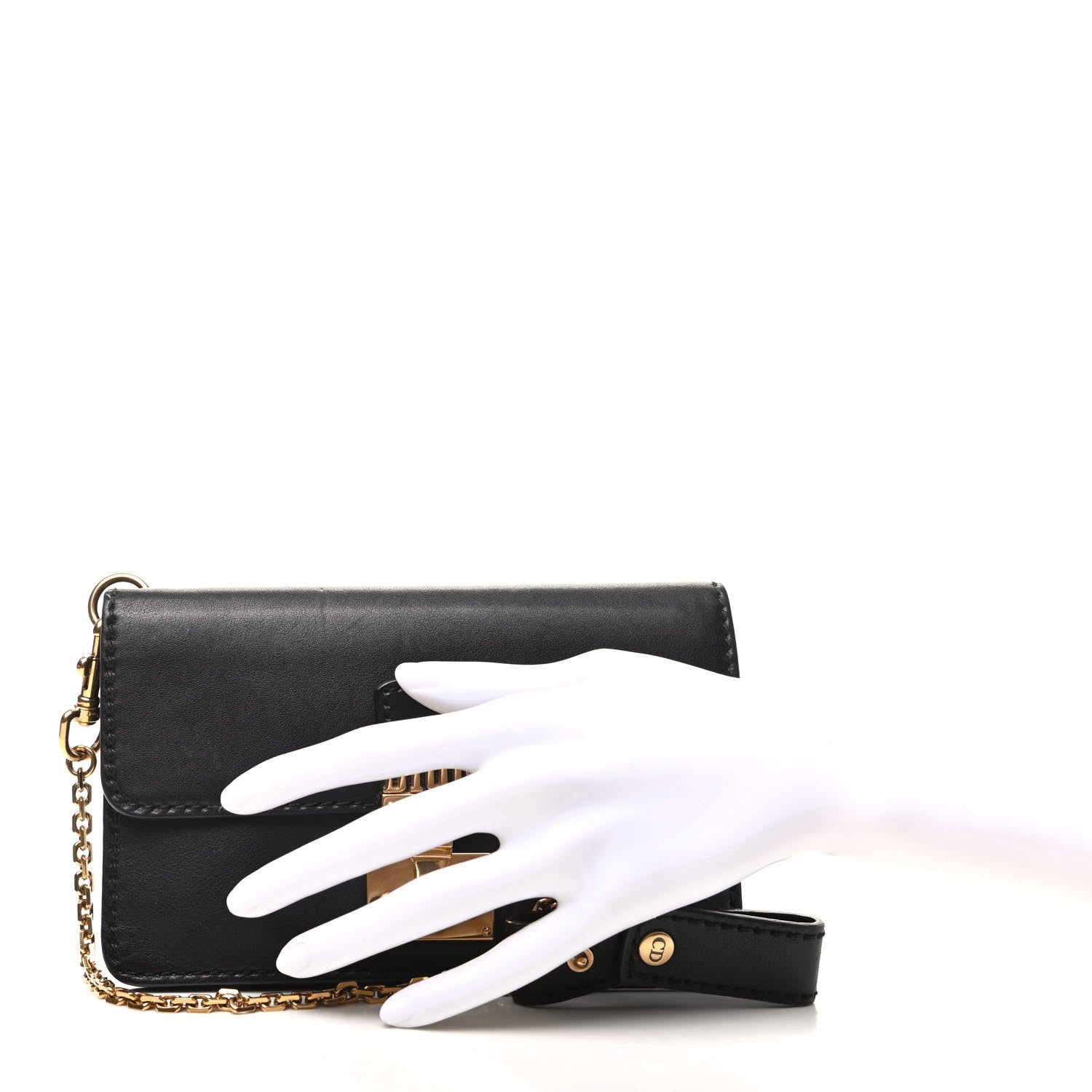 Christian Dior Calfskin Dioraddict Wristlet Clutch Black 2 of 8