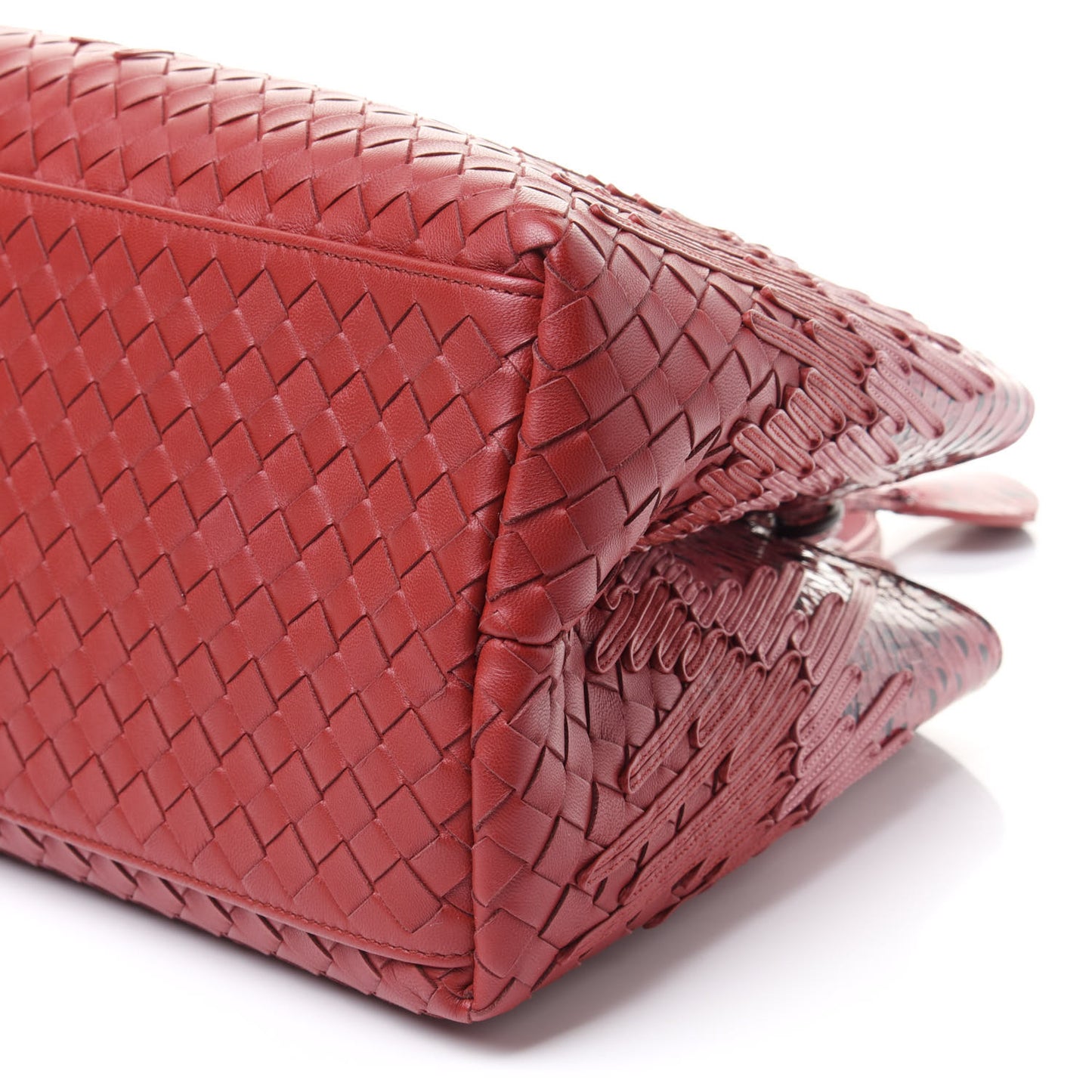 Nappa Intrecciato Snakeskin Large Flow Wave Tote Red