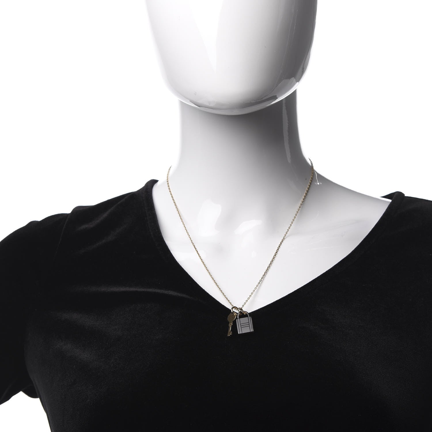 Hermes Permabrass Buffalo Horn Amulette Padlock PM Pendant Necklace 2 of 5