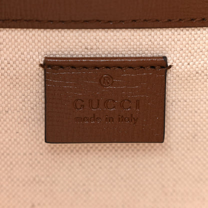Gucci GG Supreme Monogram Azalea Calfskin Mini Horsebit 1955 Foldover Top Handle Bag Beige Ebony Brown Sugar 6 of 11