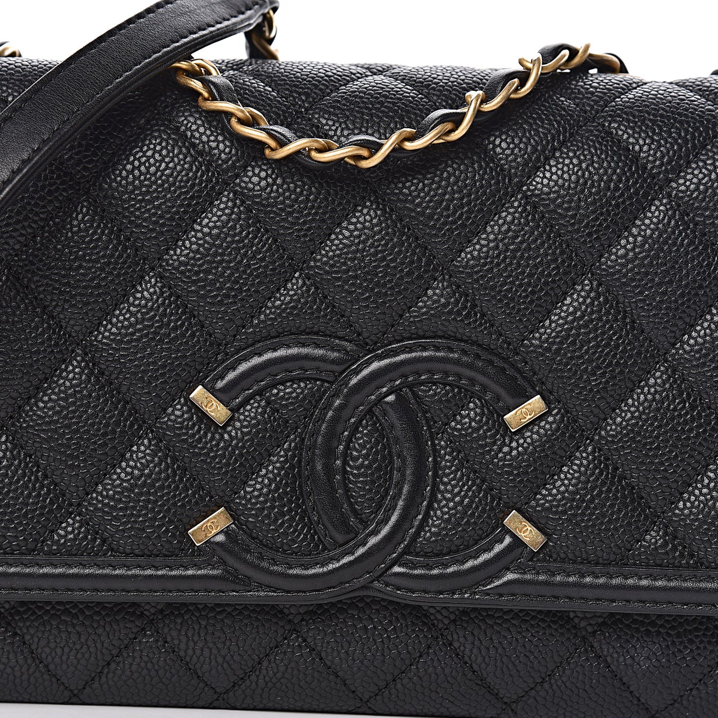 Caviar Quilted Medium CC Filigree Flap Black