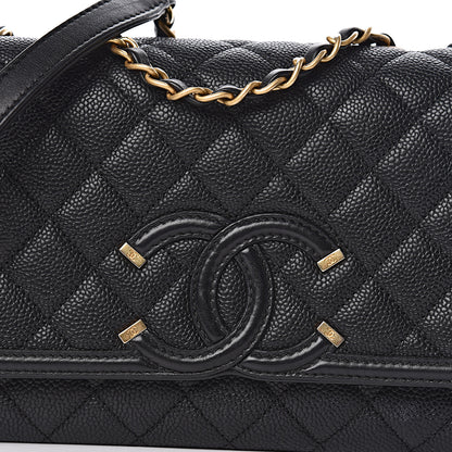 Chanel Caviar Quilted Medium CC Filigree Flap Black 11 of 13