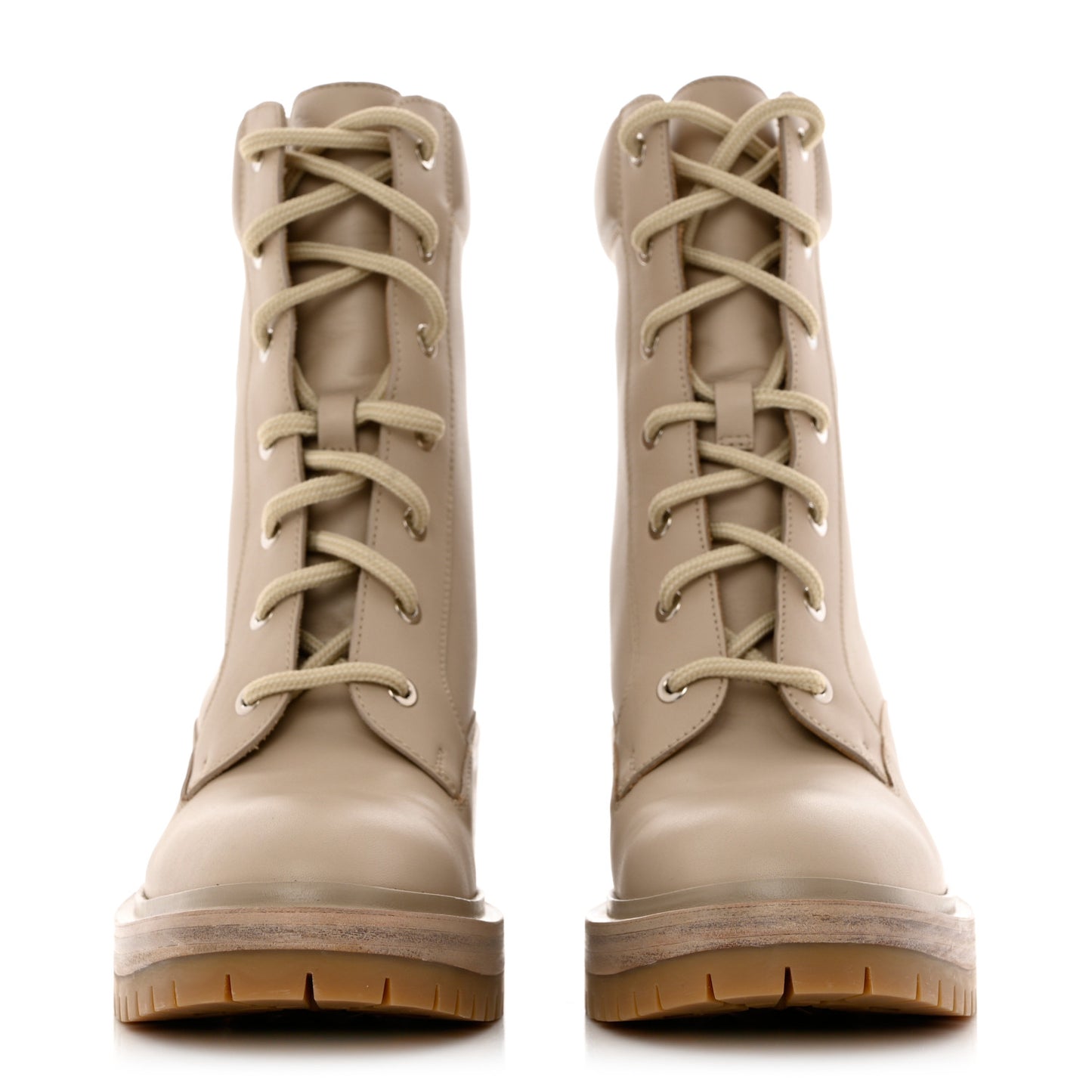 Calfskin Bridge Ankle Boots 37 Beige Grege