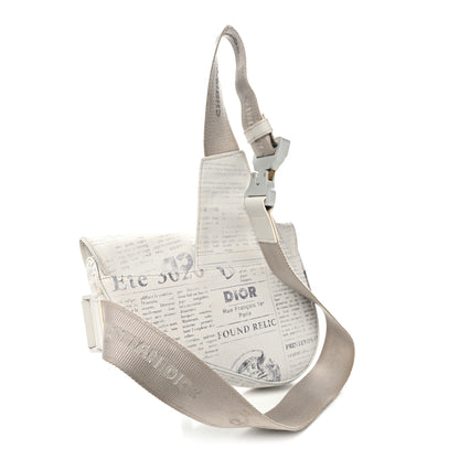 Christian Dior X Daniel Arsham Grained Calfskin Newspaper Print Saddle Bag White 3 of 10