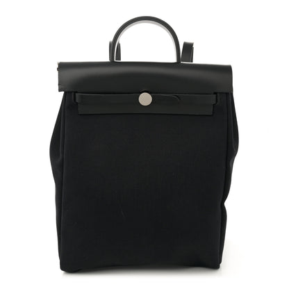 Hermes Military Toile Vache Hunter Herbag a Dos Zip Retourne Backpack Black 1 of 13