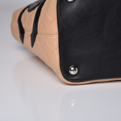 Chanel Calfskin Quilted Large Cambon Tote Beige Black 9 of 16