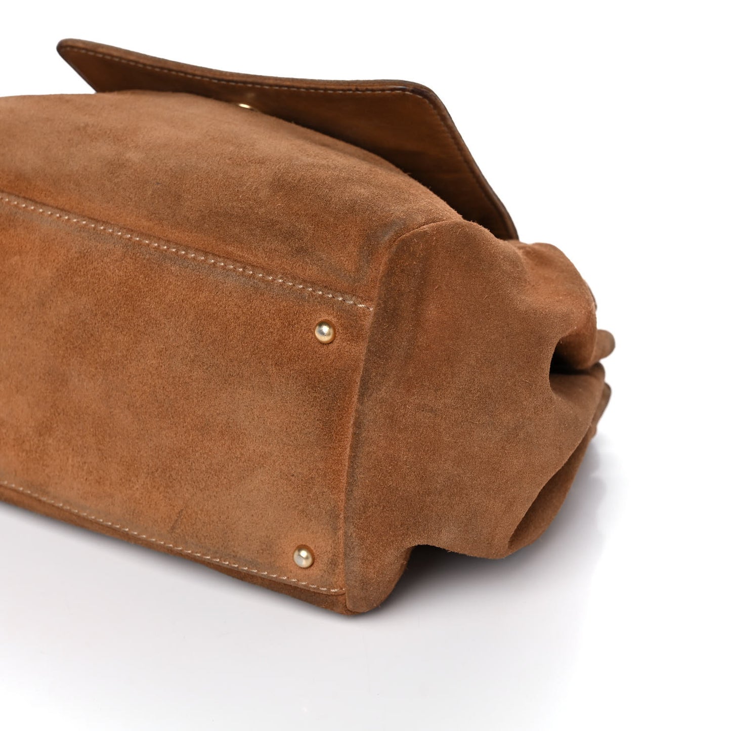 Suede Accordion Flap Brown