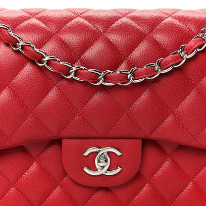 Chanel Caviar Quilted Jumbo Double Flap Dark Red 8 of 11