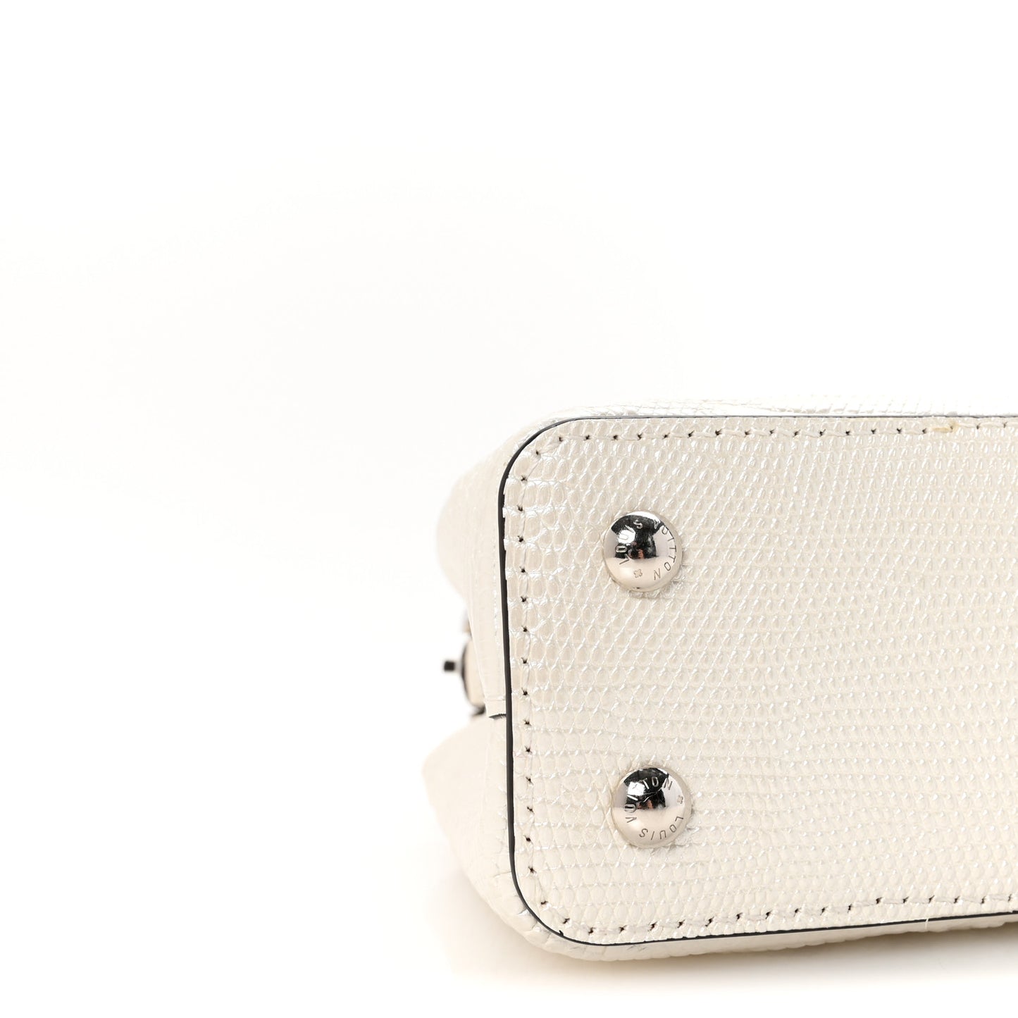 Lizard Baroque Embossed Capucines Mini Ivory Sparkle