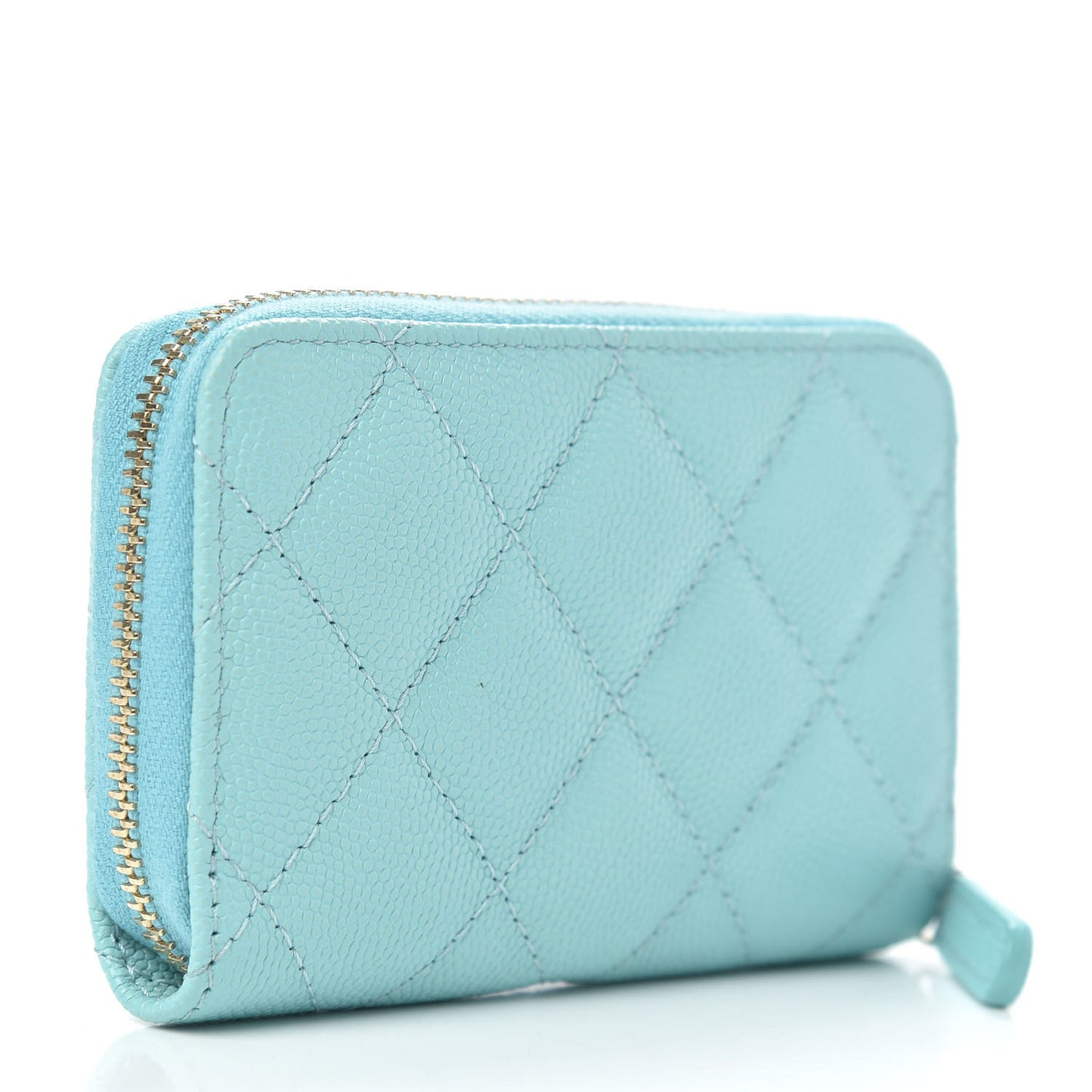Caviar Quilted Zip Coin Purse Light Blue
