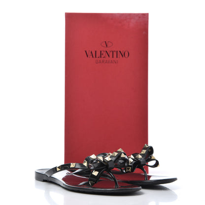 Valentino Garavani PVC Jelly Rockstud Bow Thong Sandals 40 Black 18 of 18