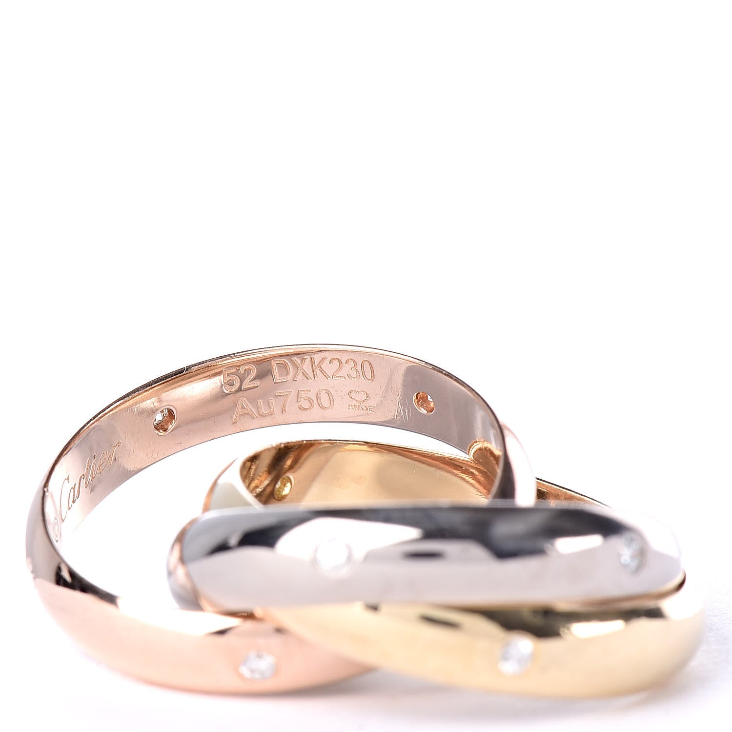 Cartier 18K Pink Yellow White Gold Diamond Trinity Ring 52 6 4 of 5