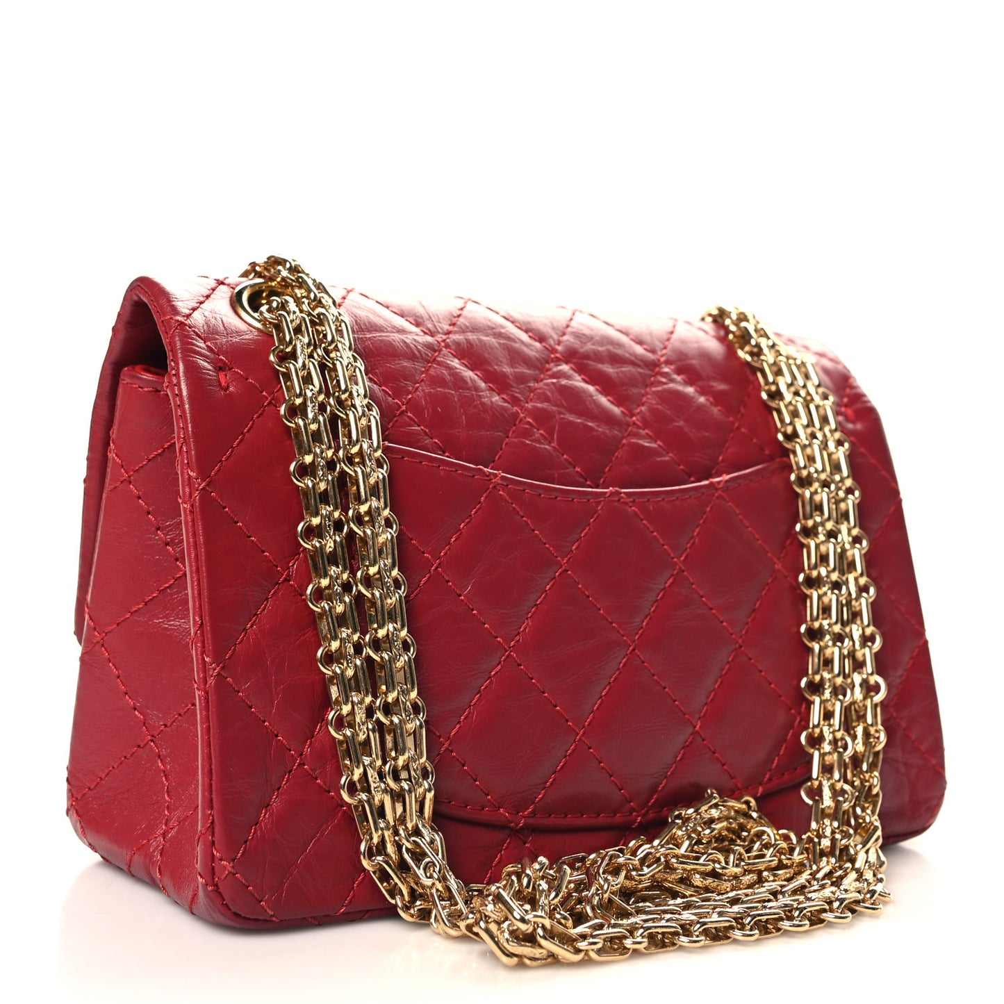 Aged Calfskin Quilted 2.55 Reissue Mini Flap Red