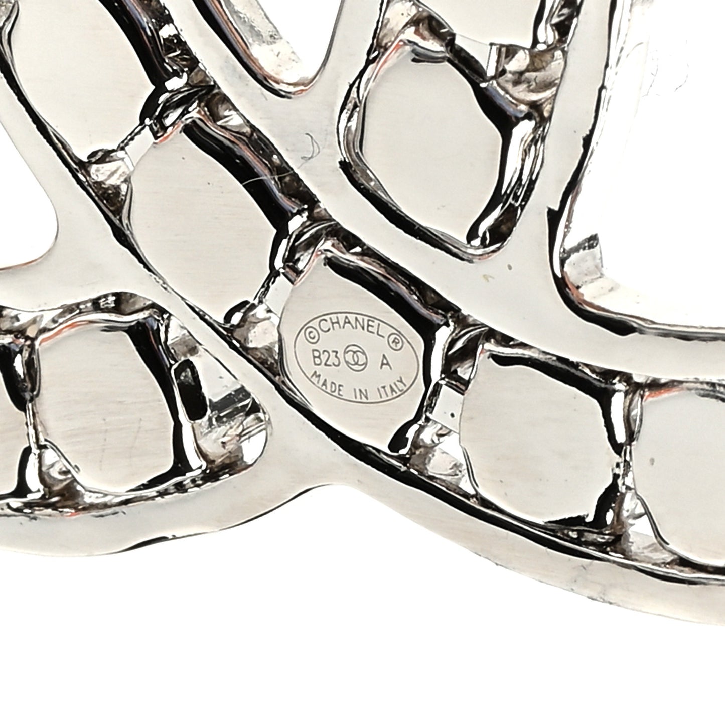 Crystal Large CC Brooch Silver