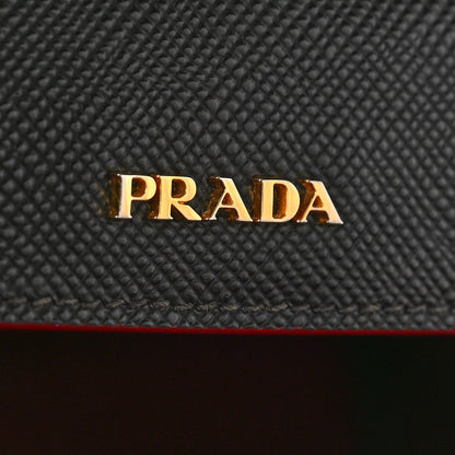Prada Saffiano Cuir Medium Double Bag Black Fuoco 6 of 9