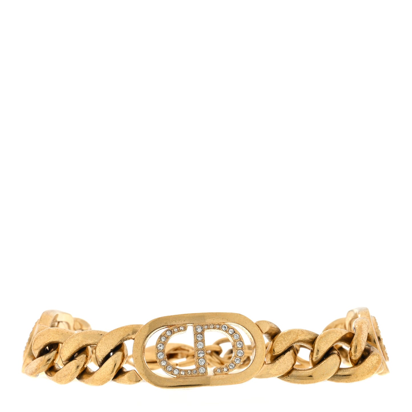 Metal Crystal CD Chain Bracelet Gold