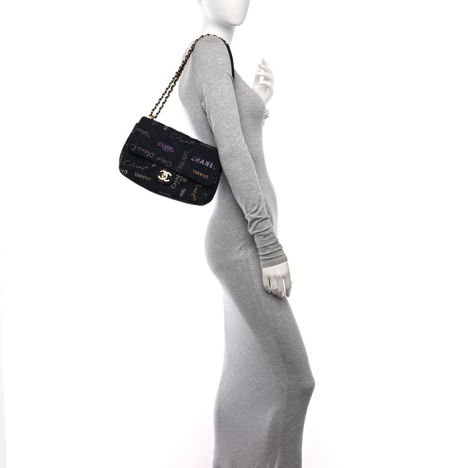 Chanel Denim Quilted Denim Mood Large Flap Black Multicolor 2 of 11