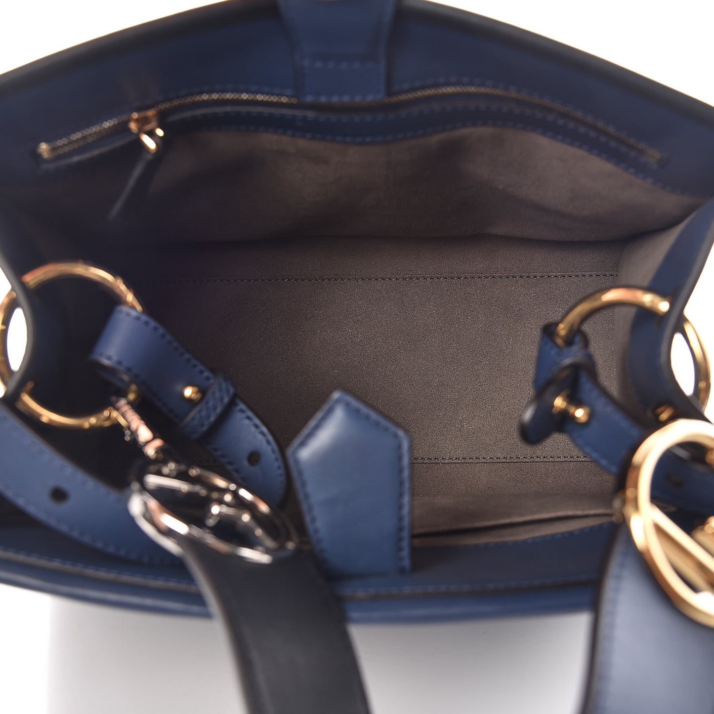 Vitello Century Opaco F is Fendi Bi-Color Small Runaway Satchel Blu Scuro Black
