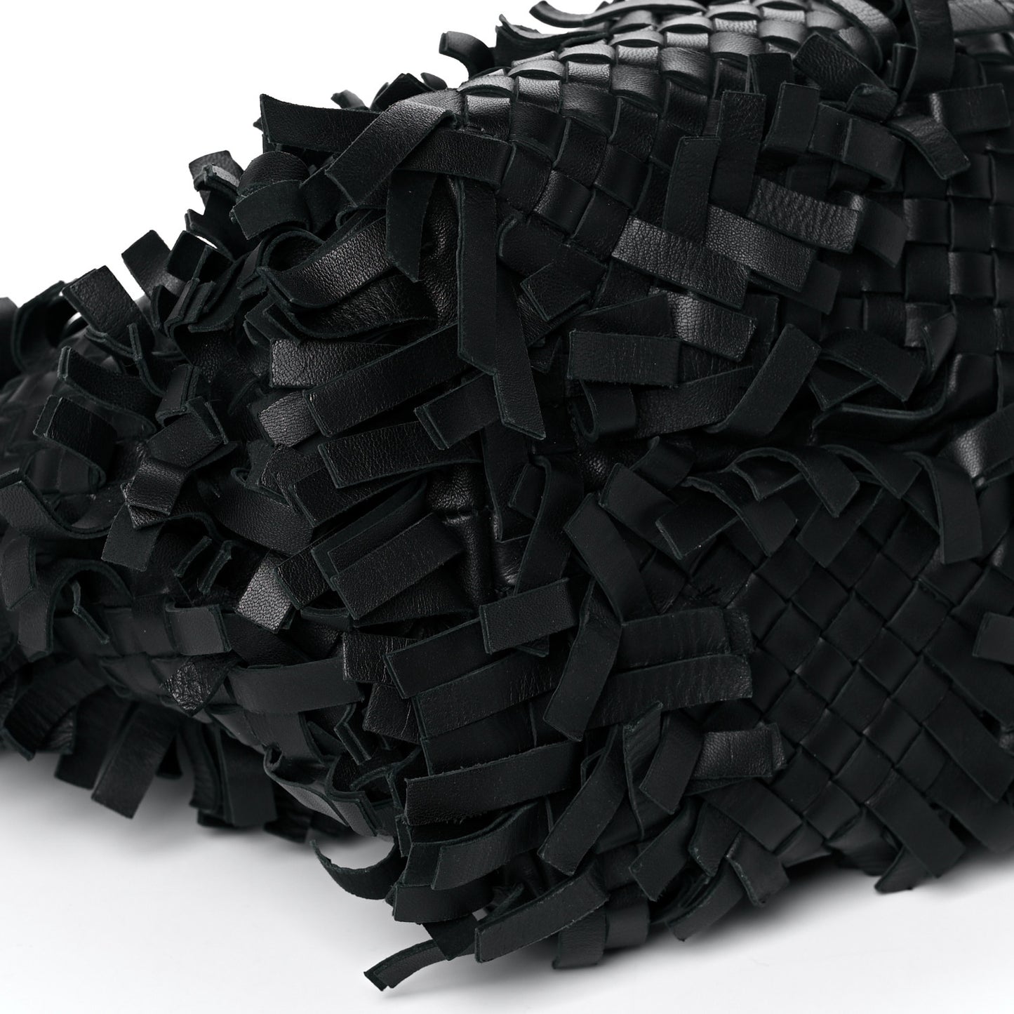 Nappa Intrecciato Patchwork Frayed Tote Black