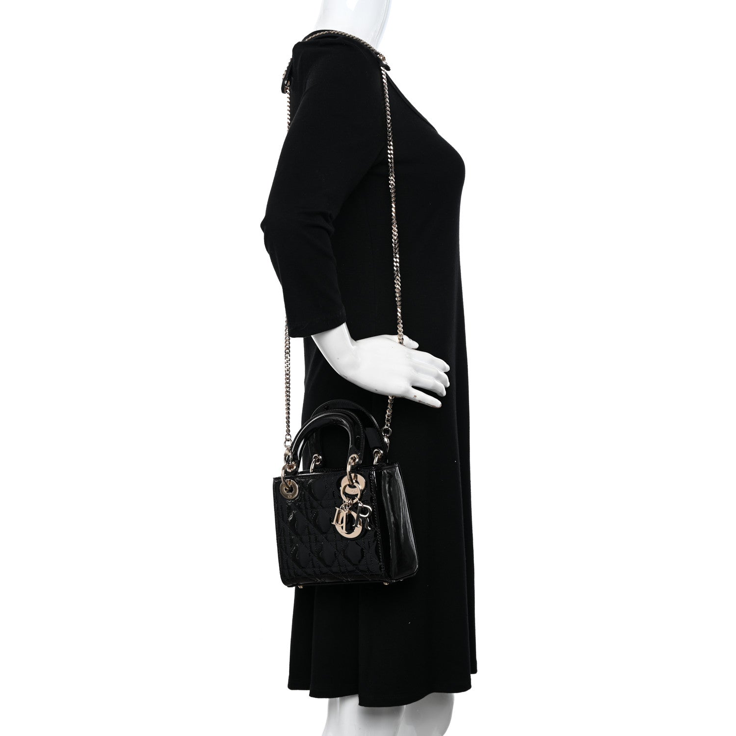 Christian Dior Patent Cannage Mini Lady Dior Black 2 of 9
