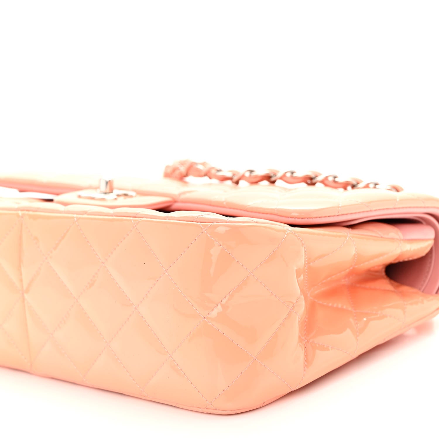 Chanel Patent Quilted Jumbo Double Flap Coral 10 of 13
