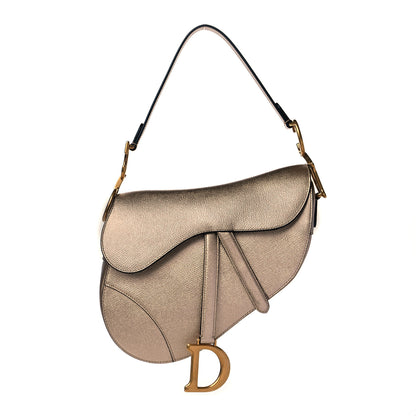 Christian Dior Metallic Grained Calfskin Saddle Bag Gold 1 of 11
