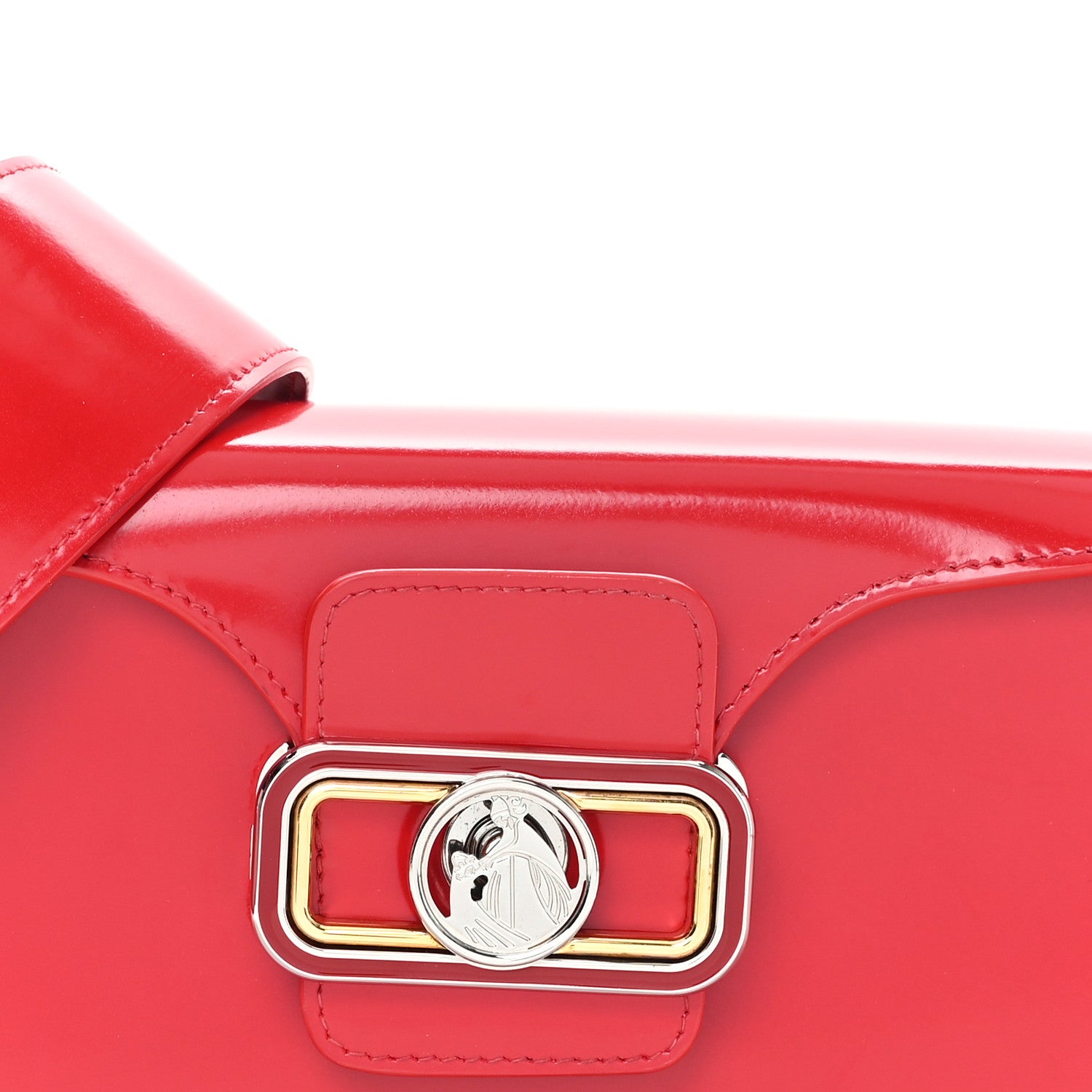 Lanvin Shiny Calfskin Medium Pencil Shoulder Bag Rouge Lipstick 8 of 11