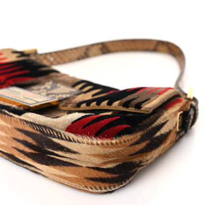 Fendi Velvet Calf Hair Snakeskin Baguette Multicolor 9 of 10