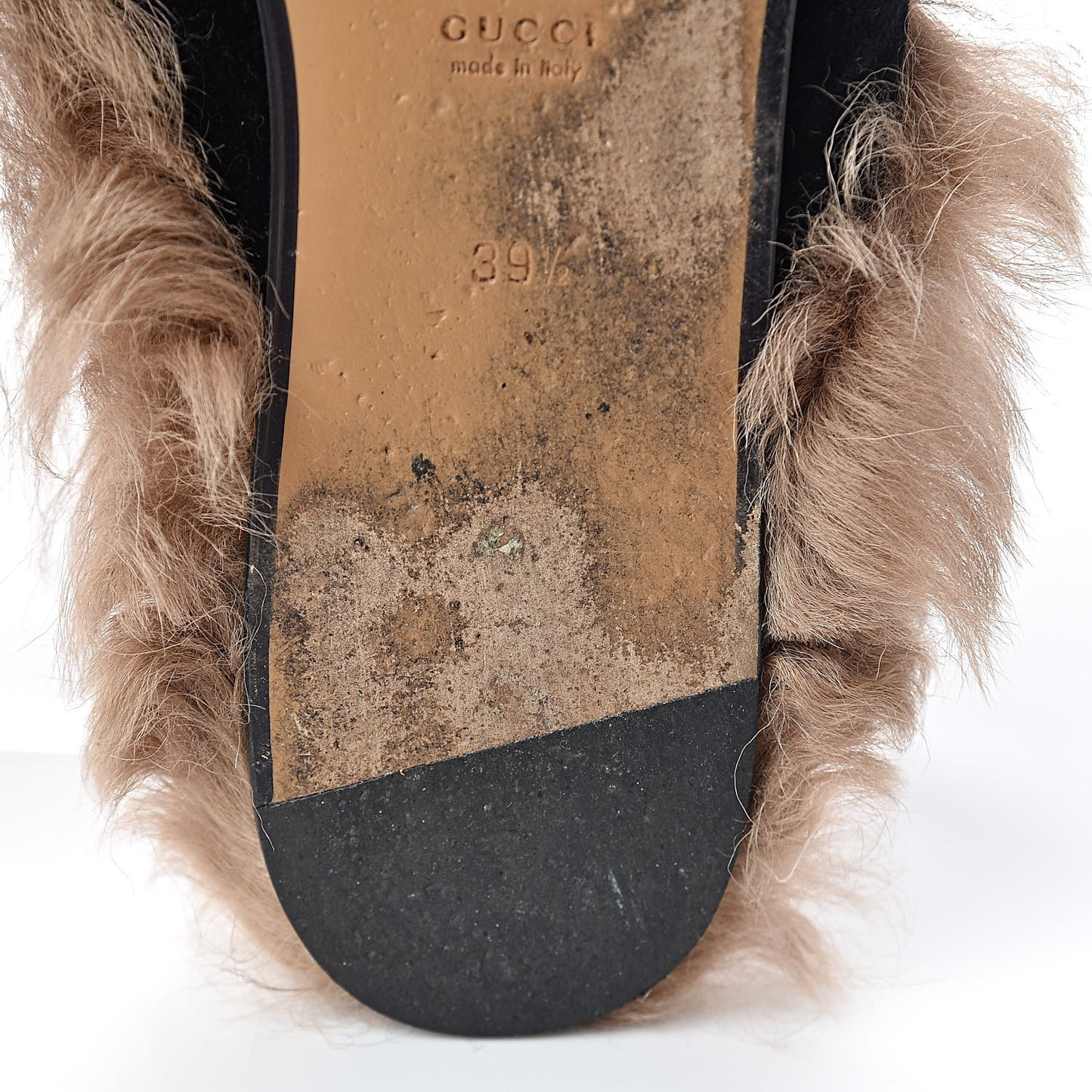Velvet Fur Womens Princetown Slippers 39.5 Black