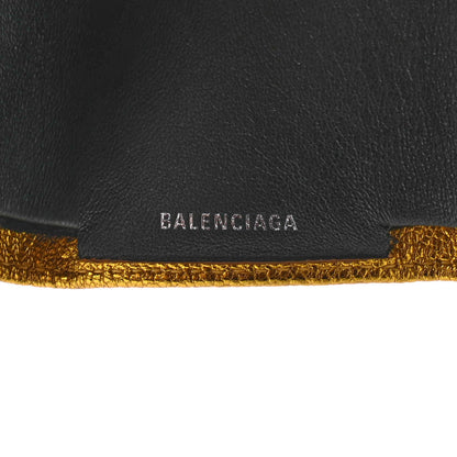 Balenciaga Metallic Goatskin Logo Mini Everyday Wallet Oro Black 6 of 7