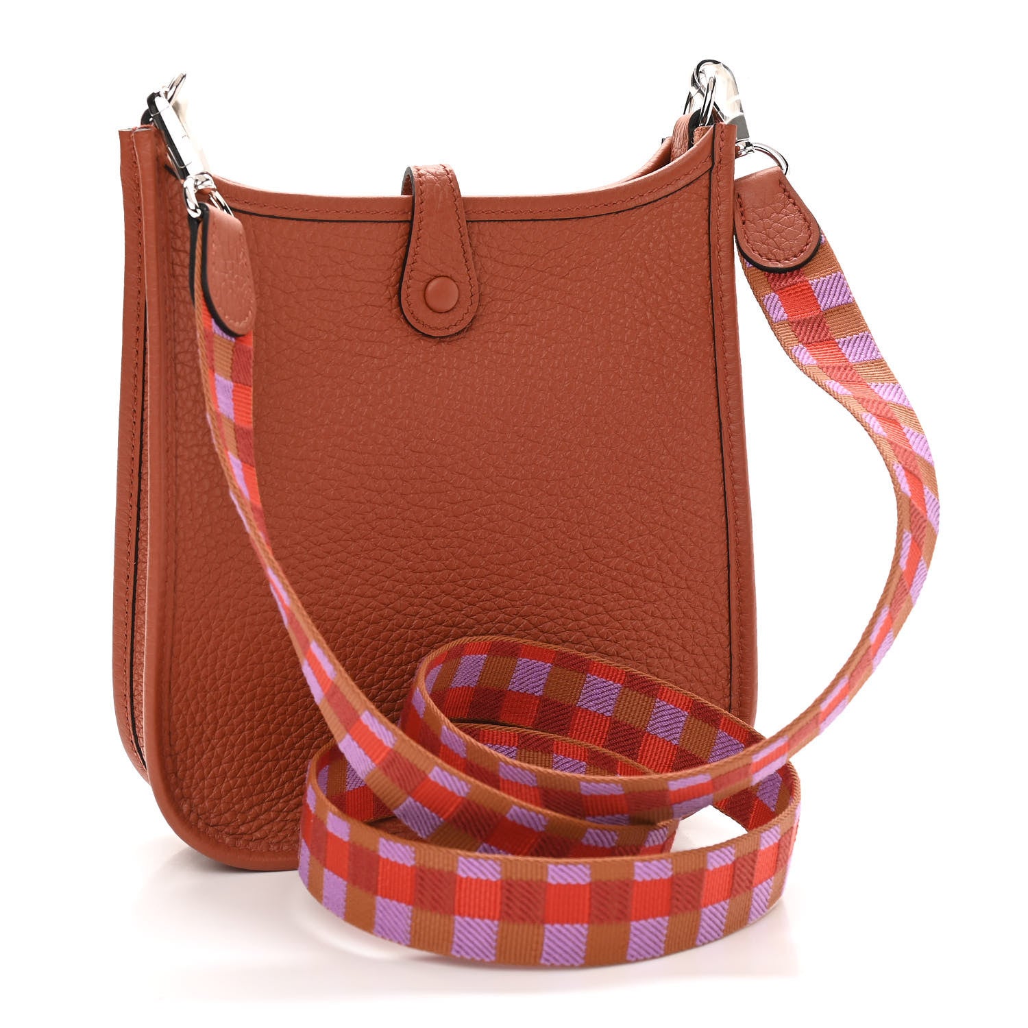 Hermes Taurillon Clemence Maxi Quadrille Evelyne TPM Cuivre Capucine Parme Rouge Duchess 3 of 10