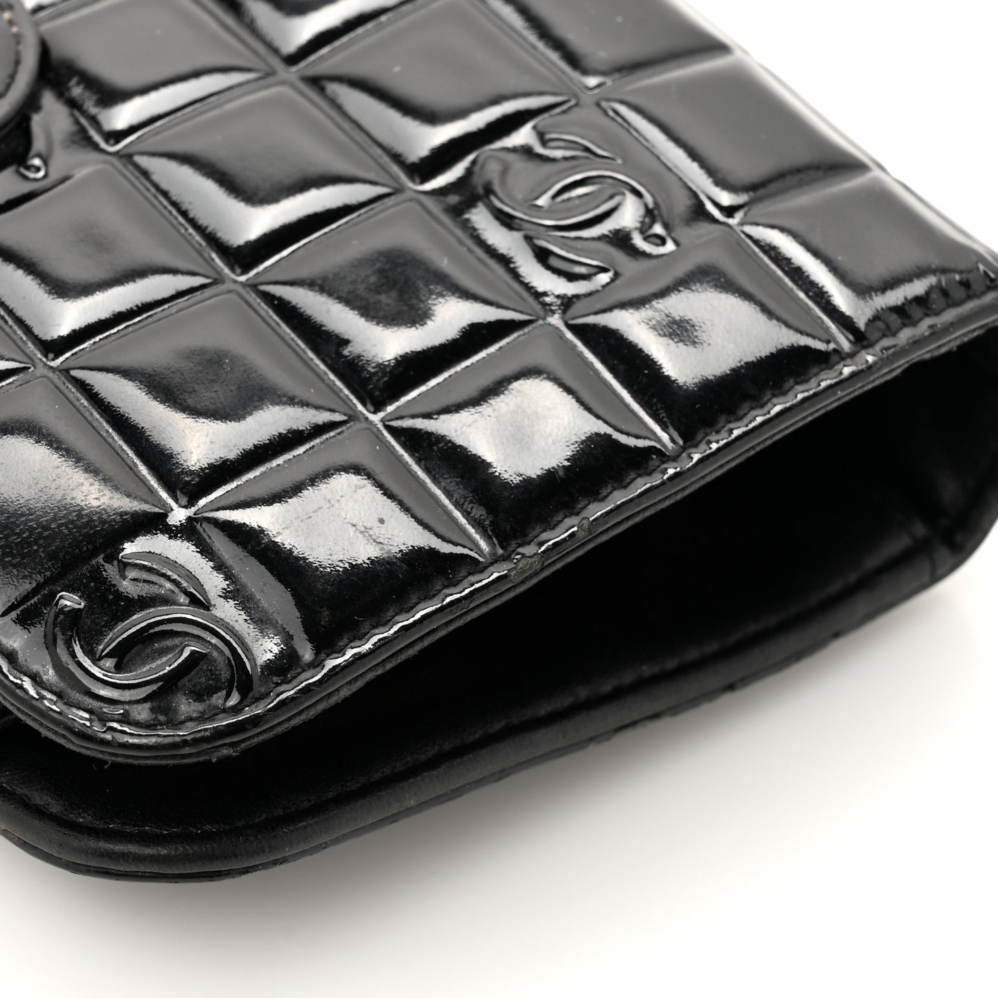Patent Chocolate Bar Wristlet Wallet Black