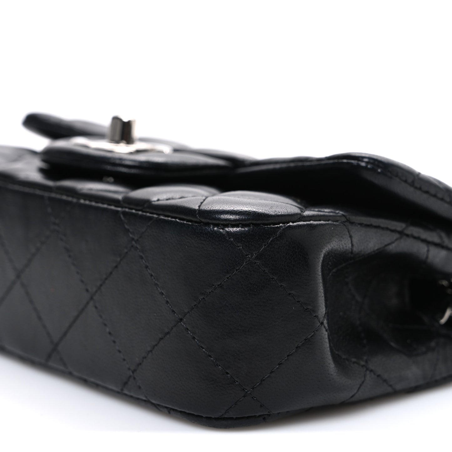 Lambskin Quilted Extra Mini Rectangular Flap Black