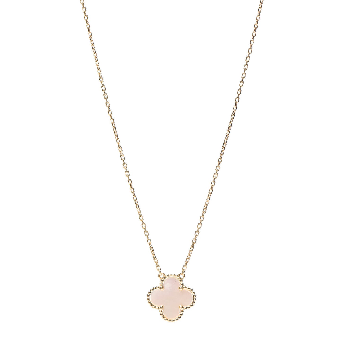18K Yellow Gold Mother of Pearl Vintage Alhambra Pendant Necklace