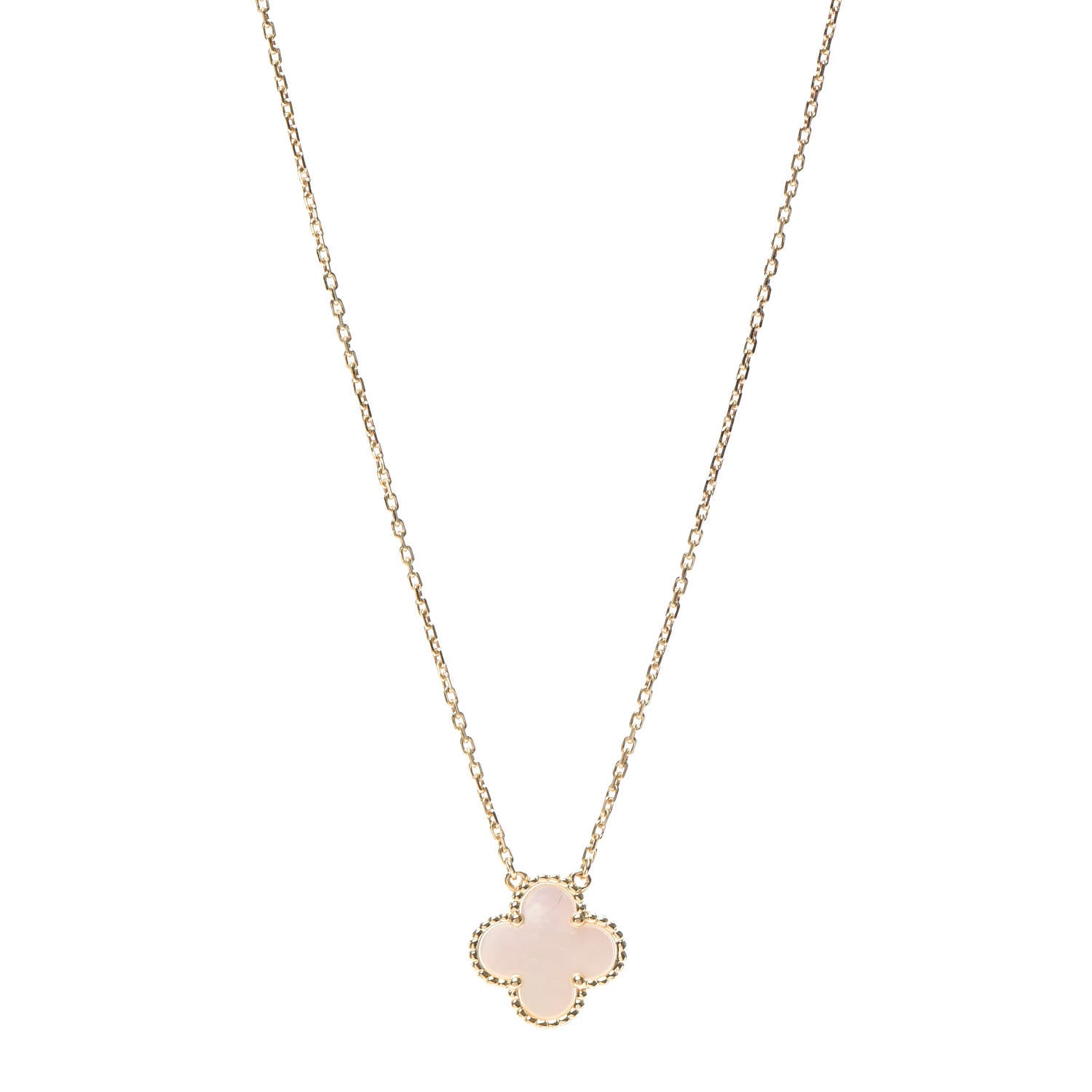 Van Cleef & Arpels 18K Yellow Gold Mother of Pearl Vintage Alhambra Pendant Necklace 1 of 5