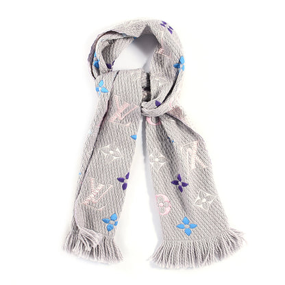 Louis Vuitton Wool Silk Logomania Scarf Pearl Grey 1 of 3