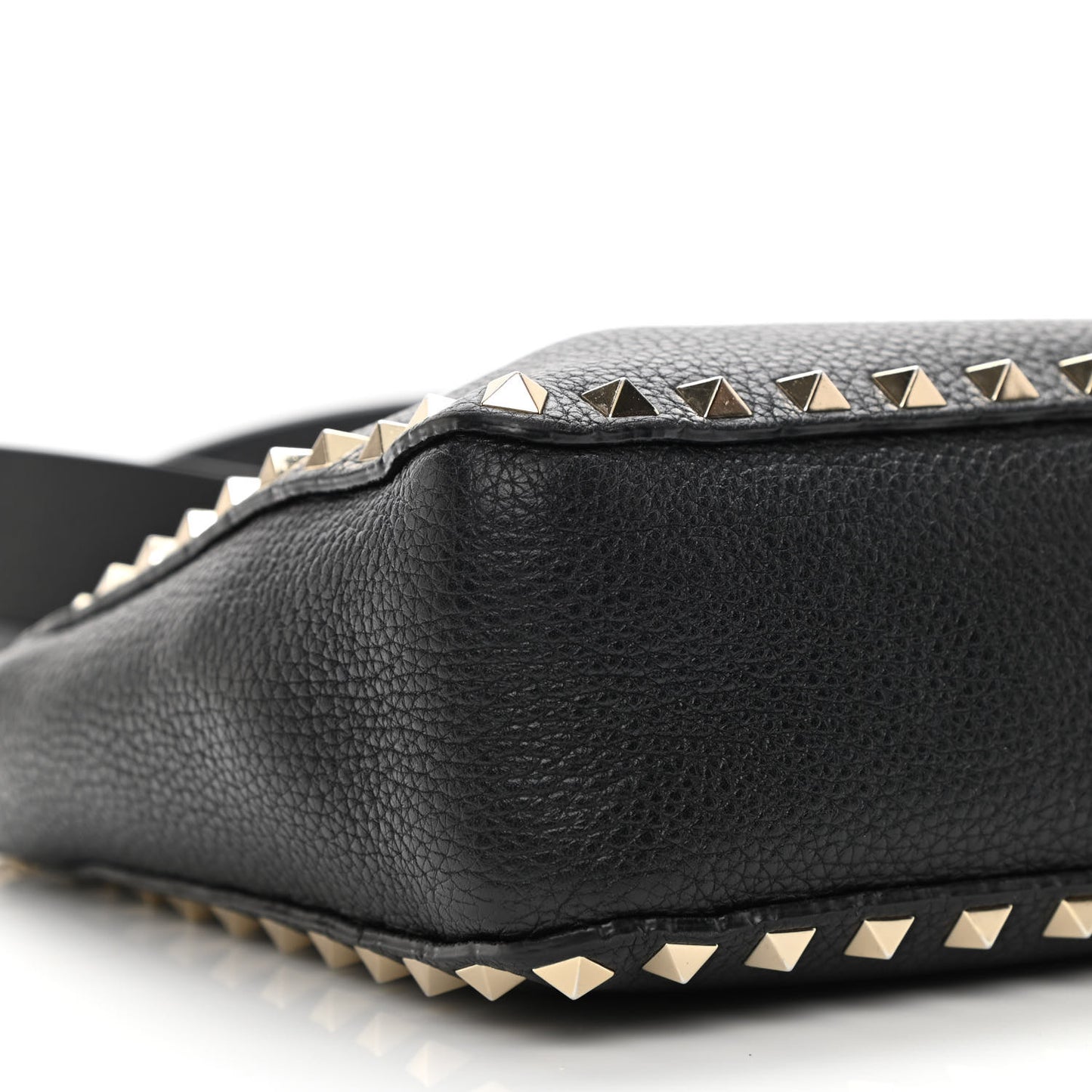 Pebbled Calfskin Mini Rockstud Flip-Lock Messenger Bag Black