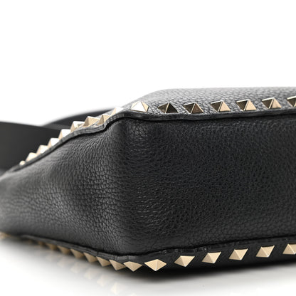 Valentino Garavani Pebbled Calfskin Mini Rockstud Flip-Lock Messenger Bag Black 8 of 14