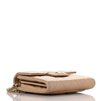 Chanel Iridescent Caviar Quilted Flap Card Holder On Chain Beige 4 of 10